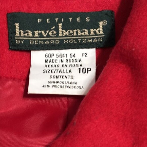 Harve Bernard Red Wool Blend Pea Coat Sz10P Career Old Money Preppy - Picture 13 of 13